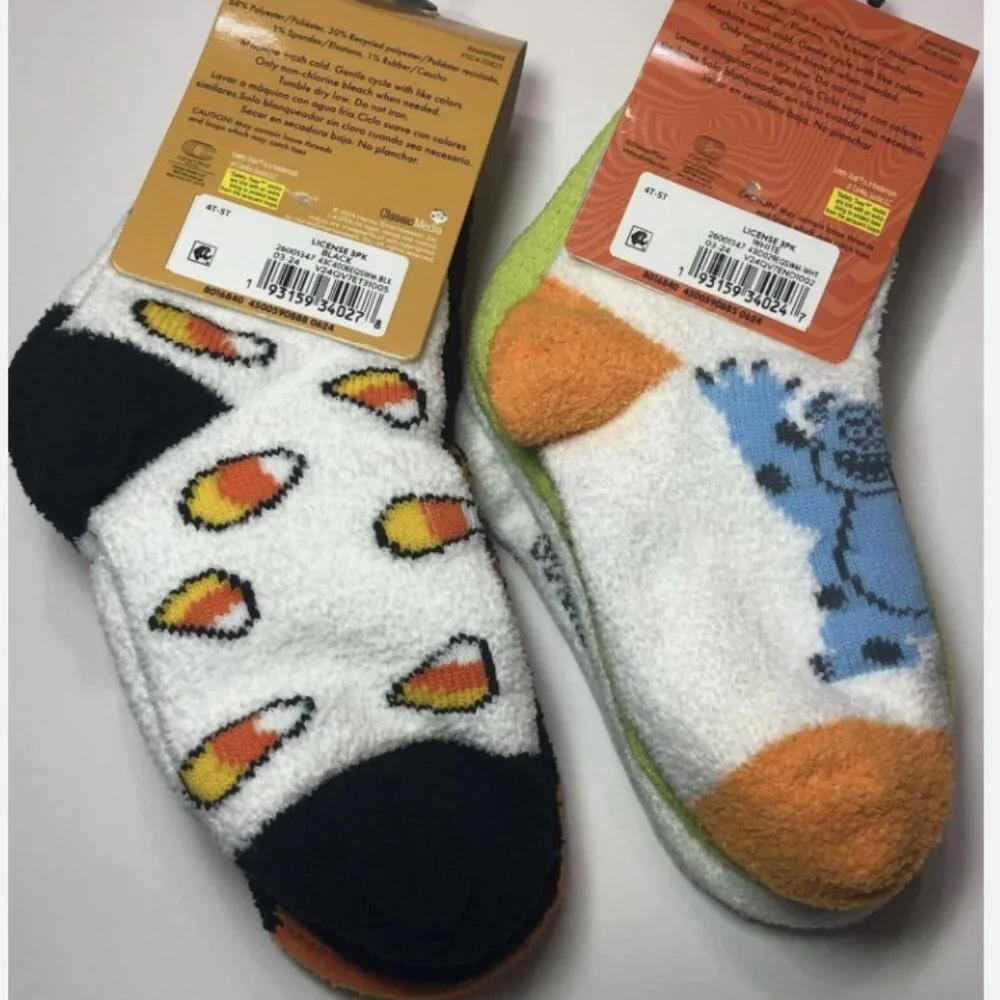 Boys Halloween Casper Monsters Socks Cozy Quarter Toddler GID 4T-5T Girls